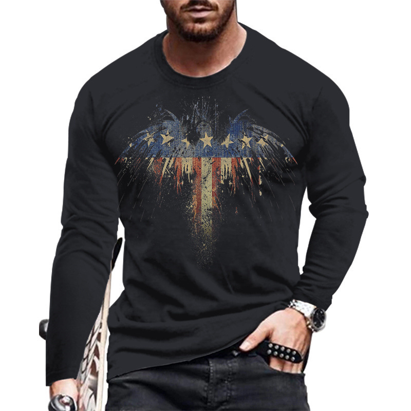 Long Sleeve Round Neck Printed T-Shirt Street Fashion 29