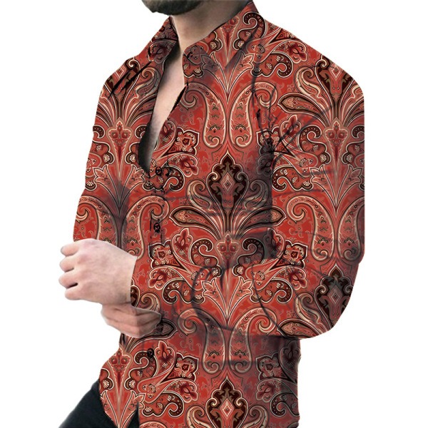 Men's casual long sleeve oversized floral shirt 18