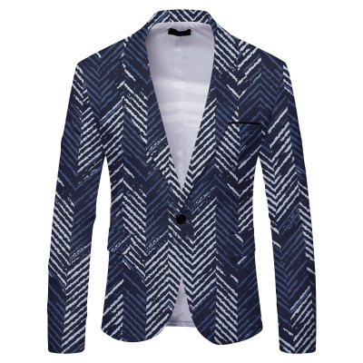 Men's Striped Suit Jacket Casual Slim Suit 1