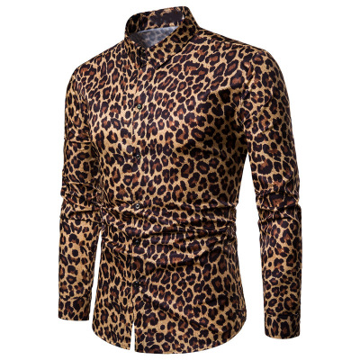 Leopard print long sleeve shirt men's shirt 57