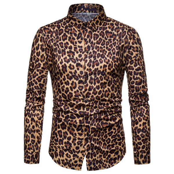 Leopard print long sleeve shirt men's shirt 57