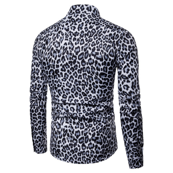 Leopard print long sleeve shirt men's shirt 58