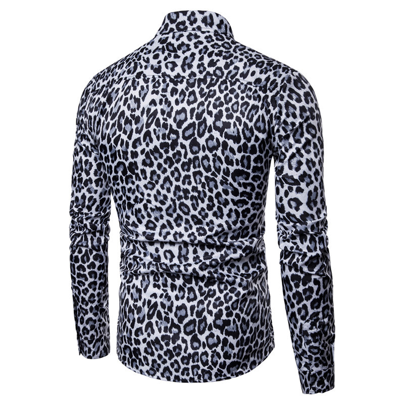 Leopard print long sleeve shirt men's shirt 58