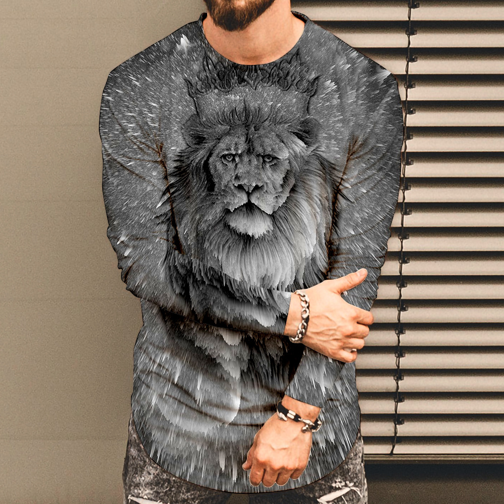 Long Sleeve Round Neck T-Shirt 3D Digital Printing 34