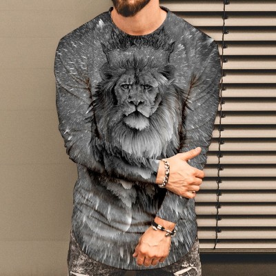 Long Sleeve Round Neck T-Shirt 3D Digital Printing 34