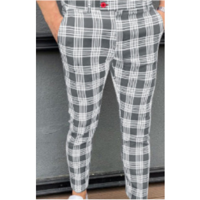 Men's geometric print mid-rise straight-leg trousers 39
