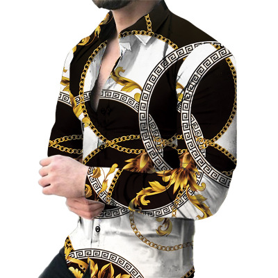 Men's printed shirt casual long sleeve shirt 53