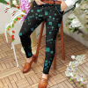Mid-rise casual pants digital print slim fit pants 41