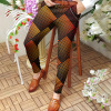 Mid-rise casual pants digital print slim fit pants 43