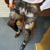 Mid-rise casual pants with printed straight-leg slim fit 52