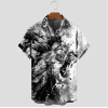 Printed Casual Short Sleeve Lapel Hawaiian Cardigan 60